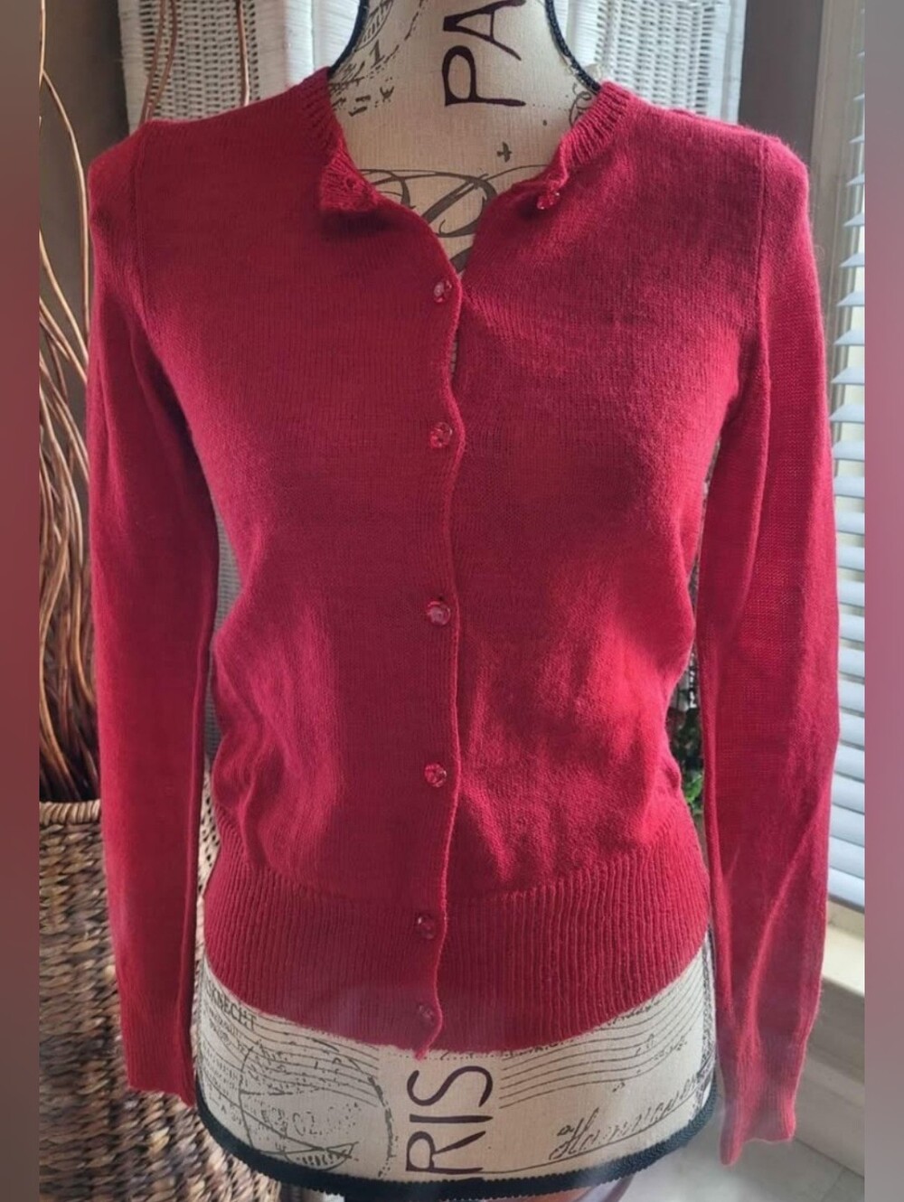 J. Crew Crimson Button-Front Wool Blend Cardigan Sweater NWT XS